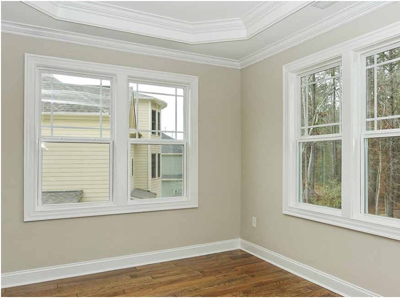 Single hung windows in a traditional American home