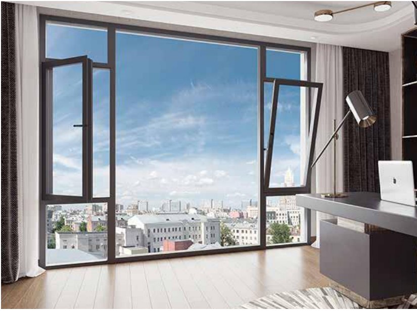Fixed picture window with city view