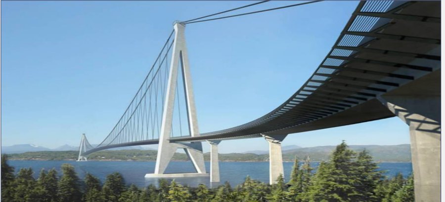 Suspension bridge over a fjord