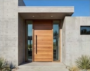 Modern wood pivot entry door