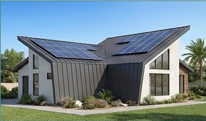 Contemporary home with butterfly roof